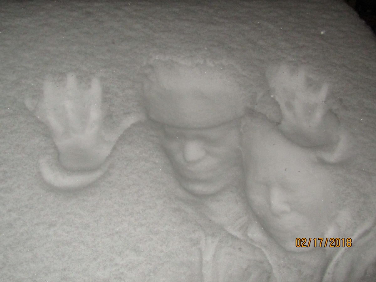 Mi esposo y yo plasmados en la nieve 