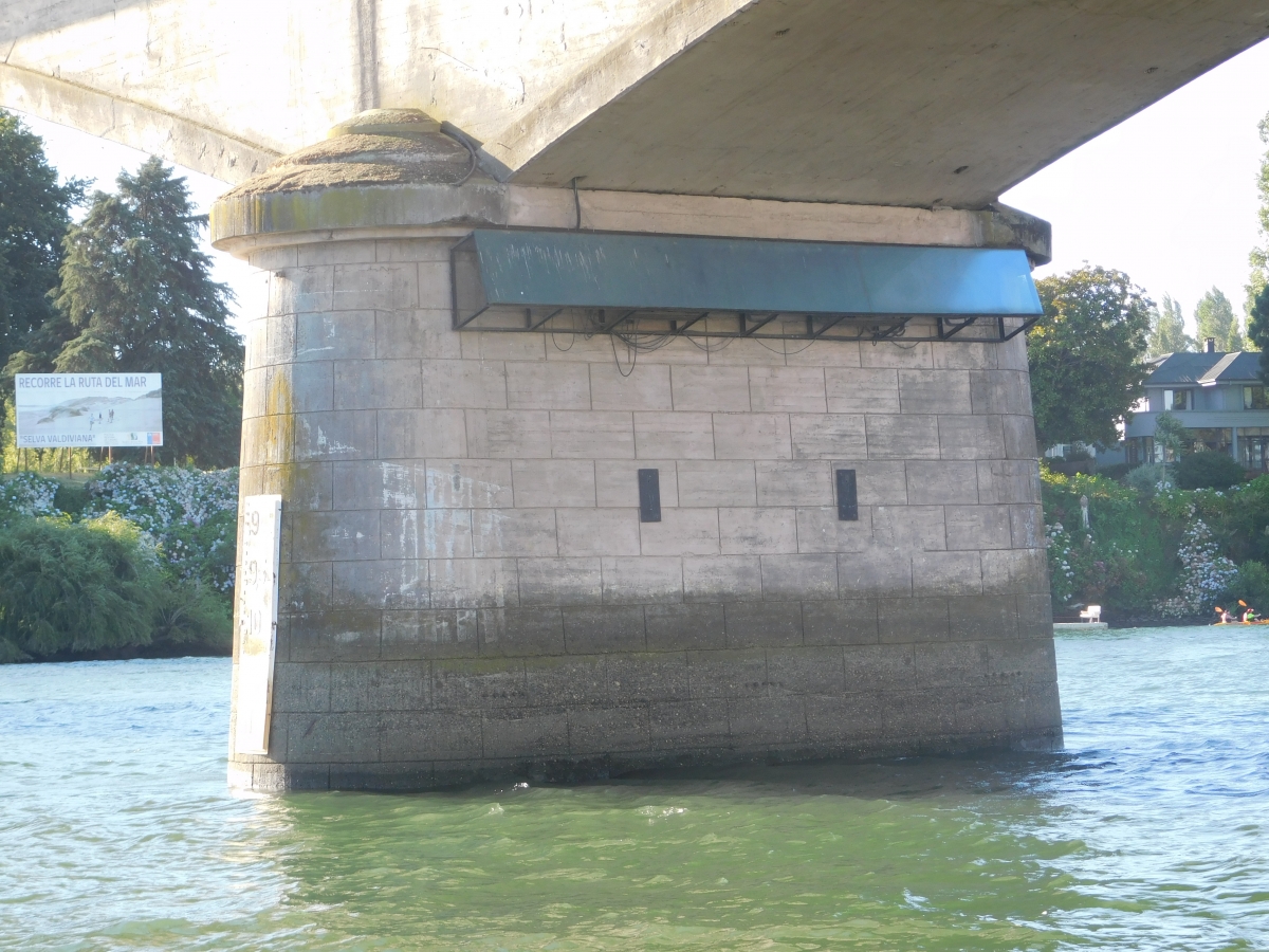 Uno de los pilares que sostiene el puente