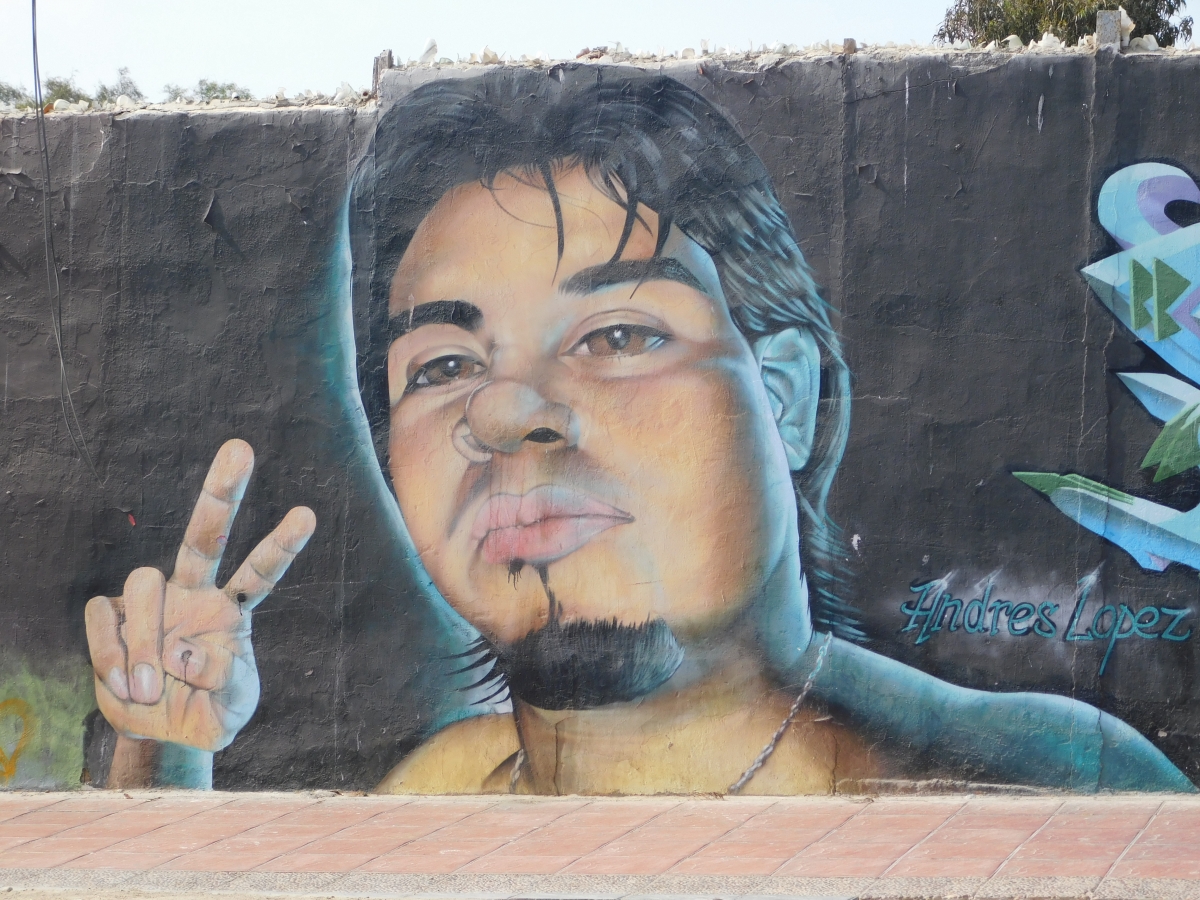 Pintura en uno de los muros ubicado en una de las calles principales de Caldera