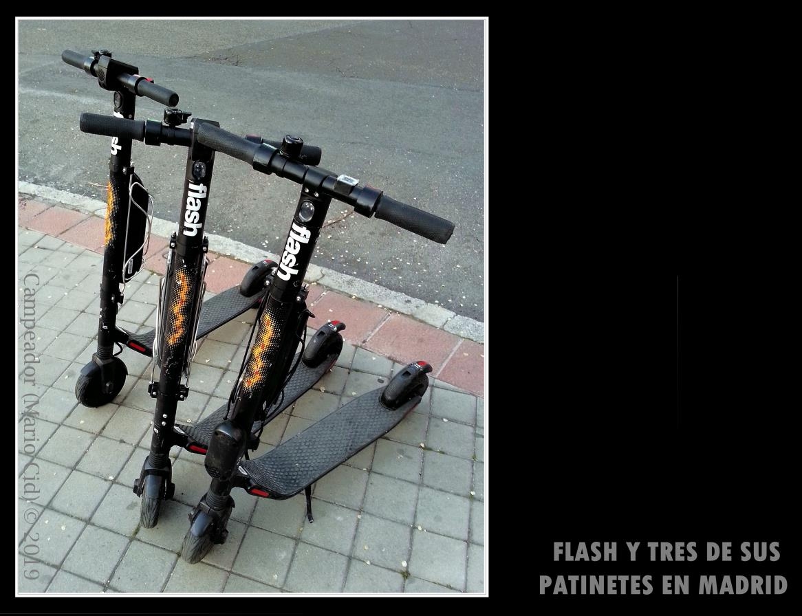Tres patinetes de Flash en Madrid - Three Flash scooters in Madrid. Photography by Campeador (Mario Cid).