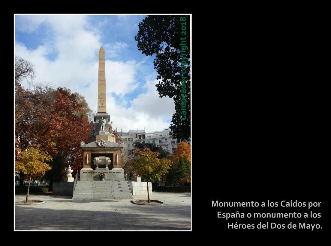 Monumento a los Cados por Espaa o monumento a los Hroes del Dos de Mayo. Photo by Campeador.