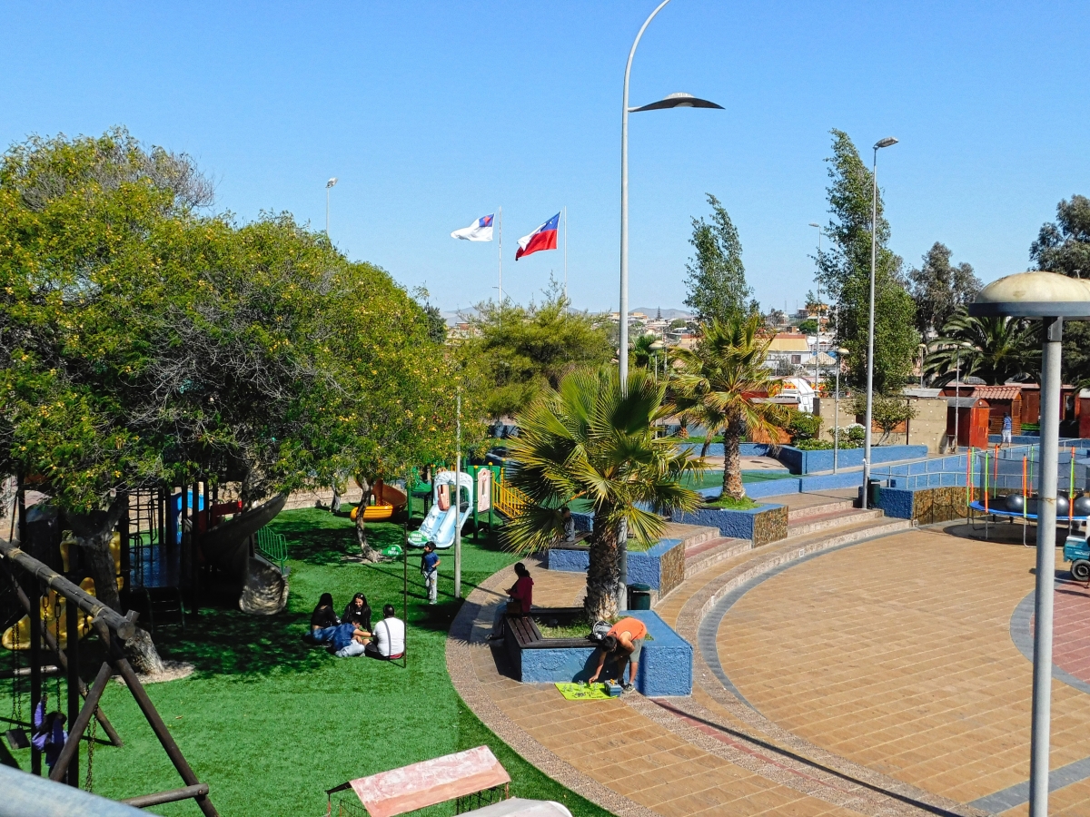 Esta es la plaza de Caldera, es el sector donde estn las banderas