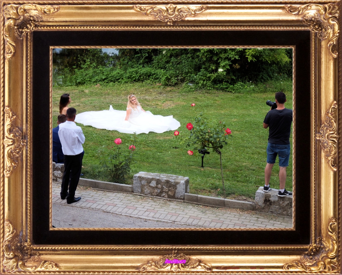 La novia posa en el marco adecuado