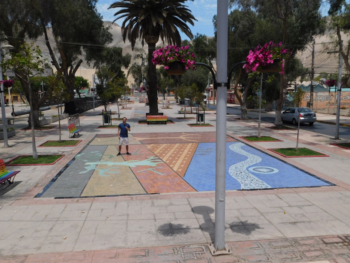 Mosaico en el suelo de la alameda en Copiapo