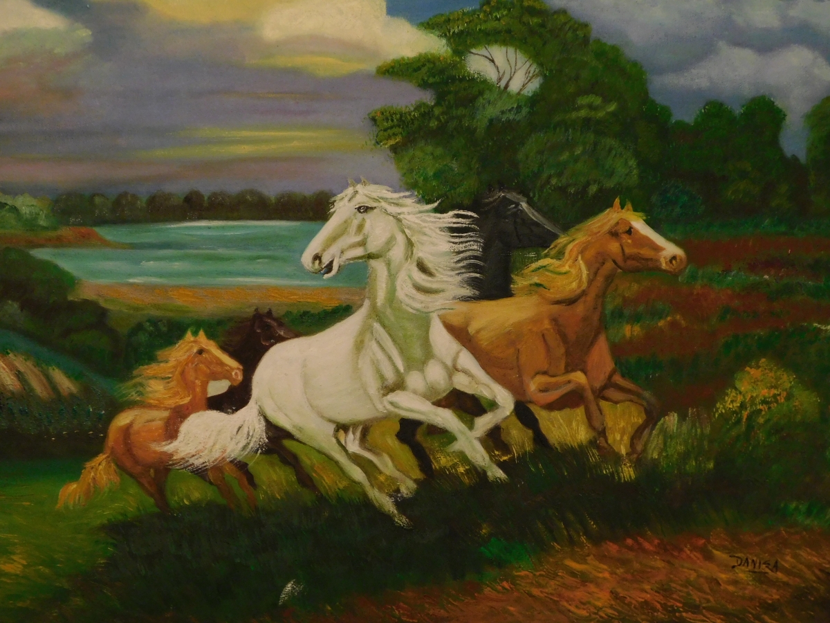 Pintura de hermosos caballos