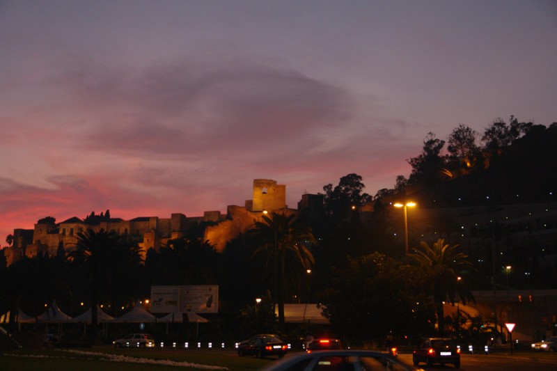 La Alcazaba de Mlaga de noche