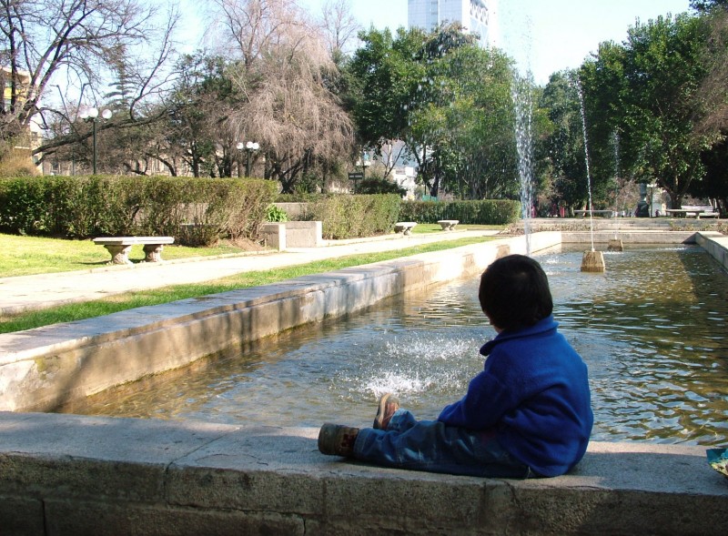 Nio mirando pileta