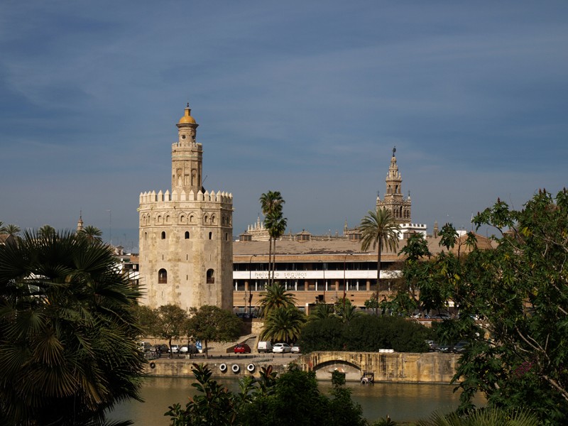 vista panoramica con la torre del oro y de fondo la Giralda