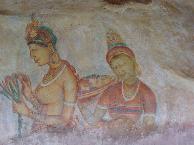 Uno de los hermosos frescos de Sigiriya