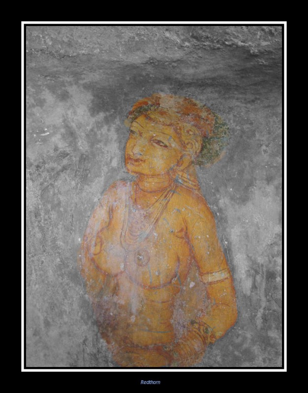 Fresco de una dama en la roca del len en Sigiriya