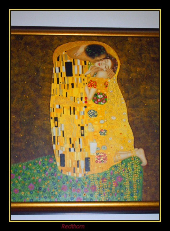 Reproduccin de la obra ms relevante de Gustav Klimt:El beso