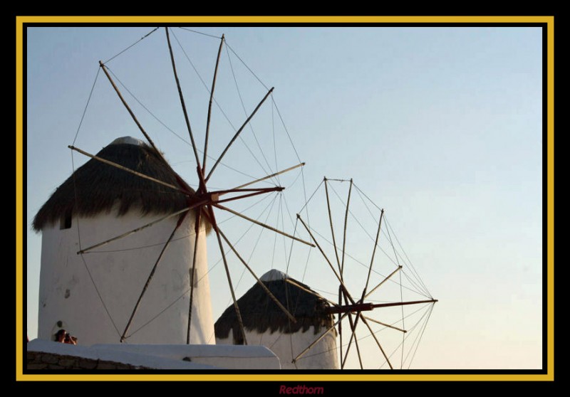 Los molinos de Mikonos al atardecer