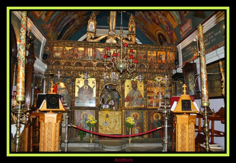 Iconostasio de una iglesia ortodoxa de Mikonos