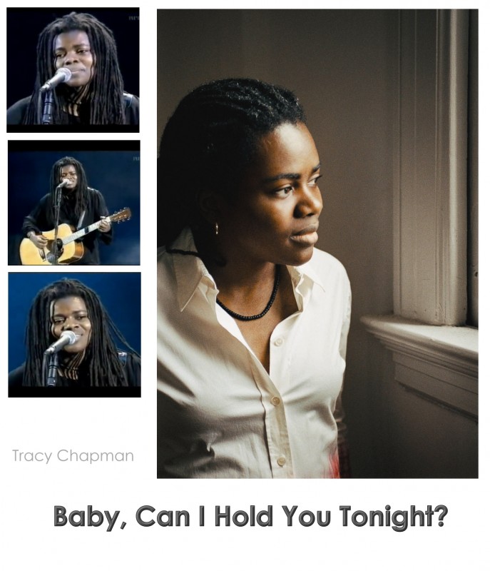 Collage con fotos de la cantante Tracy Chapman - Collage with photos of singer Tracy Chapman.