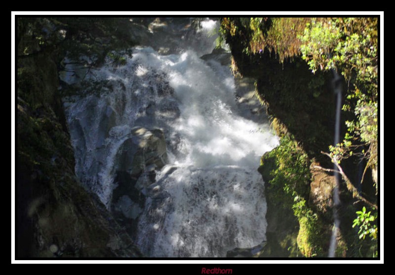 Cascada en el fiordo Milford Sound