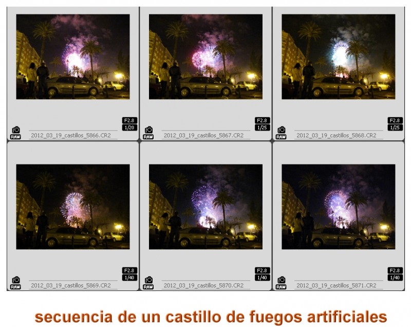 Secuencia fotogrfica de un Castillo de Fuegos Artificiales (Valencia- Espaa). Fotografa: Campeador.