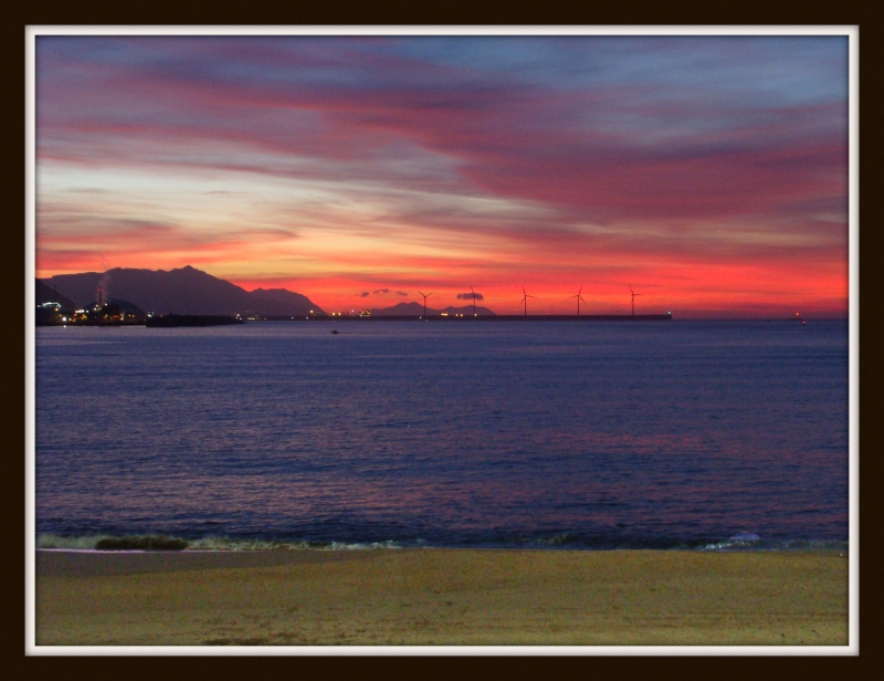 atardecer en la playa