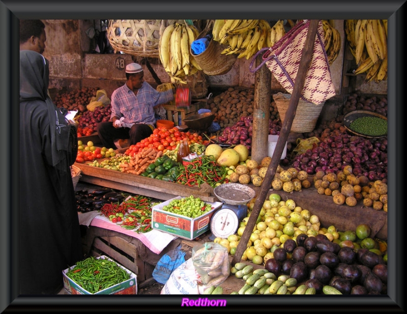 Un puesto en el mercado de Zanzibar