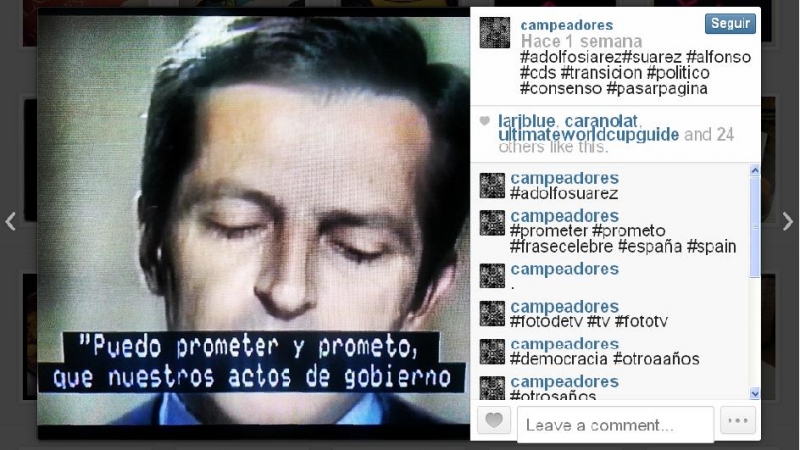 Adolfo Suarez, el politico (foto de TV). 